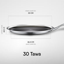 Load image into Gallery viewer, Stahl Artisan Hybrid Triply Dosa Tawa, Dosa Tawa with Induction Base, Non Stick Pan, Stainless Steel Scratch Resistant Dosa Tava, 30 cm
