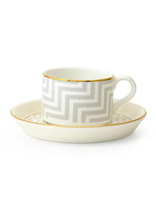 Clay Craft Fine Ceramic Gold Printed Cup & Saucer Set of 12-6 Cups & 6 Saucers - 180 ml Each (Rio Impression 1203)