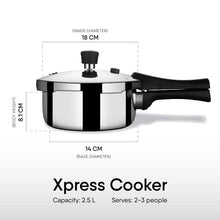 Load image into Gallery viewer, Stahl Xpress Cooker Triply Pressure Cooker Broad, Induction Cooker, Outer Lid pressure cooker 2.5 L, Induction &amp; Gas Stove Compatible, 5 Years Warranty
