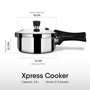 Stahl Xpress Cooker Triply Pressure Cooker Broad, Induction Cooker, Outer Lid pressure cooker 2.5 L, Induction & Gas Stove Compatible, 5 Years Warranty