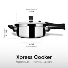 Load image into Gallery viewer, Stahl Xpress Cooker Triply Pressure Cooker Pan, Induction Cooker, Outer Lid Pressure Cooker 3.5 L, Induction &amp; Gas Stove Compatible, 5 Years Warranty
