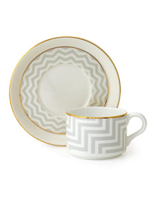 Clay Craft Fine Ceramic Gold Printed Cup & Saucer Set of 12-6 Cups & 6 Saucers - 180 ml Each (Rio Impression 1203)