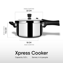 Load image into Gallery viewer, Stahl Xpress Cooker Triply Pressure Cooker Broad, Induction Cooker, Outer Lid Pressure Cooker 5 L, Induction &amp; Gas Stove Compatible, 5 Years Warranty
