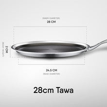 Load image into Gallery viewer, Stahl Artisan Hybrid Triply Dosa Tawa, Dosa Tawa with Induction Base, Non Stick Pan, Stainless Steel Scratch Resistant Dosa Tava, 28 cm
