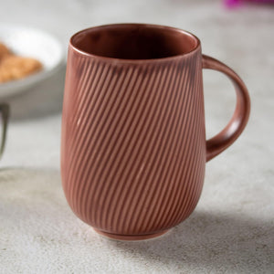 Clay Craft Fine Ceramic Self Design Twig Milk/Coffee Mugs - 340 ml ( 1 Piece)