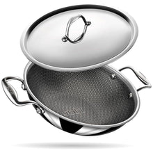 Load image into Gallery viewer, Stahl Artisan Hybrid Triply Non Stick Kadai with Lid, Stainless Steel Kadai for Cooking, Triply Kadhai Metal Spatula Friendly, Induction &amp; Gas Stove Compatible, 2.0 L, 22 cm
