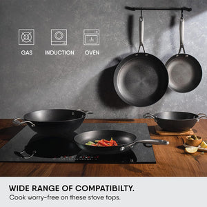 Stahl Blacksmith Hybrid Enamelled Cast Iron Kadhai, Rust Proof Kadai for Cooking, Light Weight Cast Iron, Induction & Gas Stove Compatible, 3 L, 28 cm
