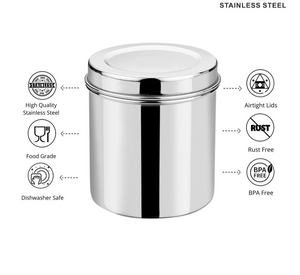 DEVIDAYAL BOMBAY Stainless Steel Airtight Deep Dabba set of 4 pieces