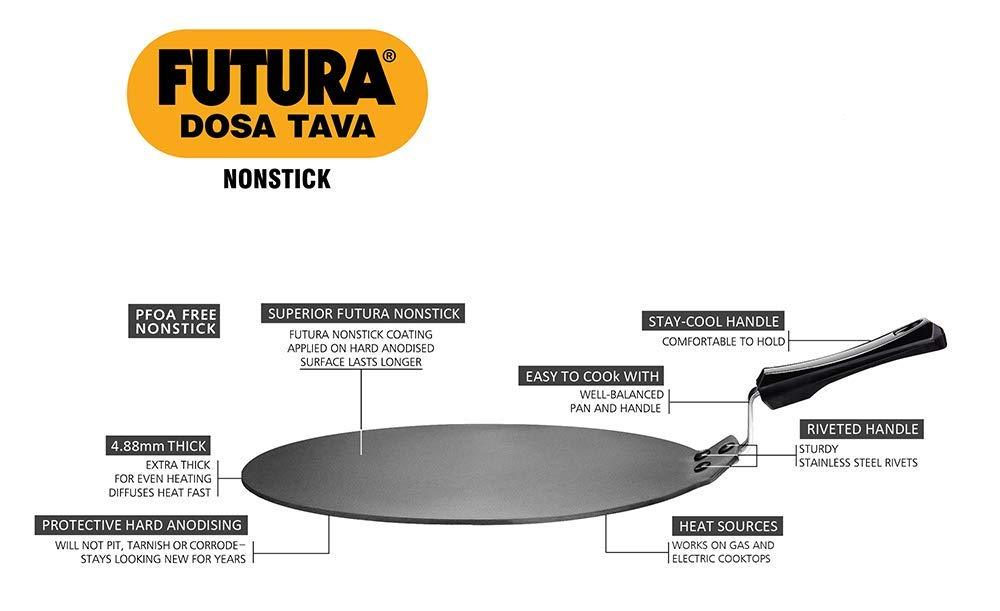 Futura Black Non Stick Dosa Tawa, For Home, Size: 49.3 X 11.3 X 33cm