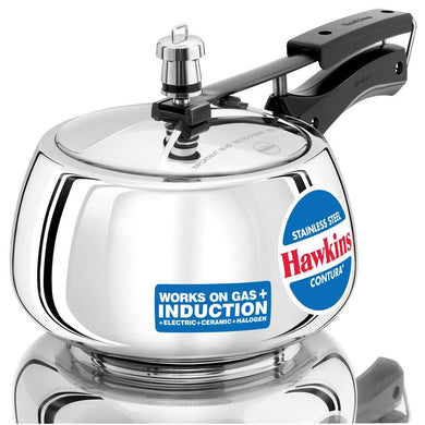 HAWKINS STAINLESS STEEL PRESSURE COOKER, 2 LITRES, CONTURA, SSC20 - KOCHEN ESSENTIAL