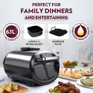 Borosil BestDigi Air-fryer, Top Load Air Fryer, Large Capacity, 8 pre-set menus, 8 in 1 functionality, 6.1 L