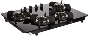 Faber Hob/Hobtop 4 Brass Burner Electric Auto Ignition, Glass Top (HOB ULTIMA HT724 CRS BR CI AI ) - Black, 72 cm