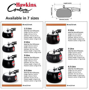 HAWKINS CONTURA BLACK PRESSURE COOKER , HARD ANODIZED , CB - KOCHEN ESSENTIAL